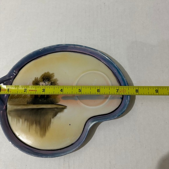 Vintage Set of 6 Japan Scenic Landscape Tea Cup Saucers Unique Shape - Picture 5 of 7